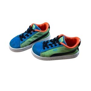 Puma Sneakers Size 8 C Suede Classic Kids Blue Green Orange Shoes Activewear